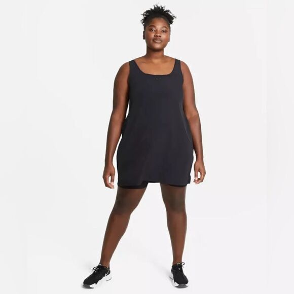 Nike black Bliss Luxe Training 2 in 1 Dress SZ 1X - Picture 1 of 11